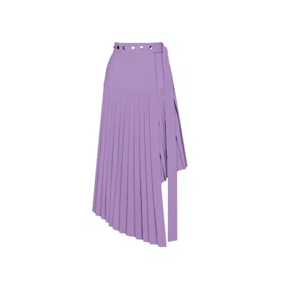 Monosuit Women's Pink / Purple Lavender Midi High-waist Asymmetrical Pleated Skirt In Pink/purple