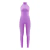 Monosuit Women's Pink / Purple Lavender Sleeveless High Neck Zip Up Bodysuit Americana In Pink/purple