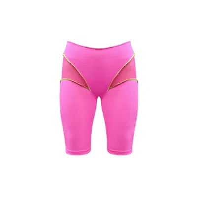 Monosuit Women's Pink / Purple Long Shorts Bike Erratic Pink In Pink/purple