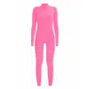 Monosuit Women's Pink / Purple Pink Seamless Turtleneck Long Sleeve Full Eco Bodysuit In Pink/purple
