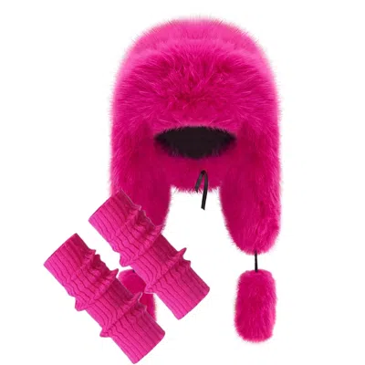 Monosuit Women's Pink / Purple Winter Set Hat Pink And Leg Warmers In Pink/purple