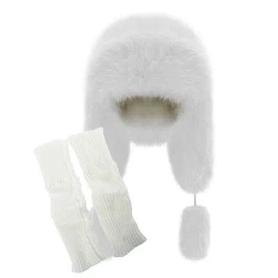 Monosuit Women's Winter Set Hat White And Leg Warmers