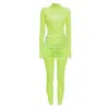 Monosuit Yellow / Orange Uv Protect Set Suit Zipper Full Bodysuit & Skirt Lime In Yellow/orange