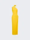 Monot Cutout One-shoulder Thigh-slit Column Gown In Yellow