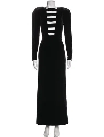 Pre-owned Monot Asymmetrical Long Dress In Black