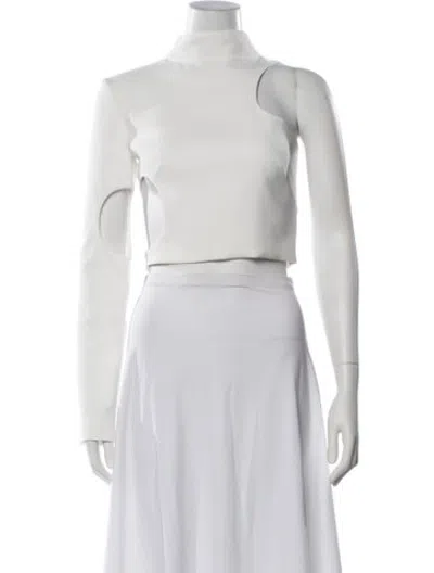 Pre-owned Monot Asymmetrical Long Sleeve Top In White
