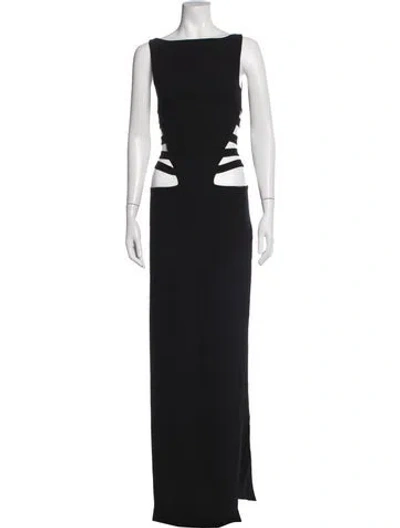 Pre-owned Monot Bateau Neckline Long Dress In Black