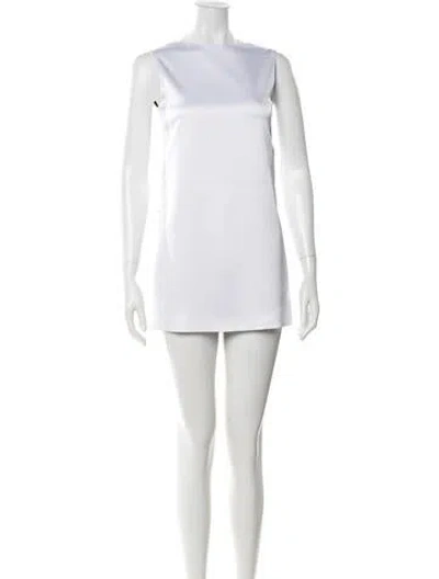 Pre-owned Monot Bateau Neckline Mini Dress In White
