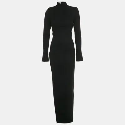 Pre-owned Monot Black Crepe Open Back Maxi Dress S