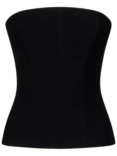 MONOT BLACK CREPE STRAPLESS BUSTIER TOP