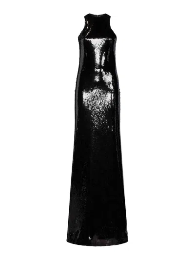 Monot Black Glossy Sequin Tank Top Maxi Dress