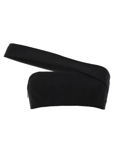 MONOT BLACK ONE-SHOULDER TOP