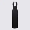 Monot Black Petal Cut Out Long Dress In Blue