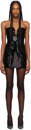 Monot Black Sequin Minidress In 0001 Black