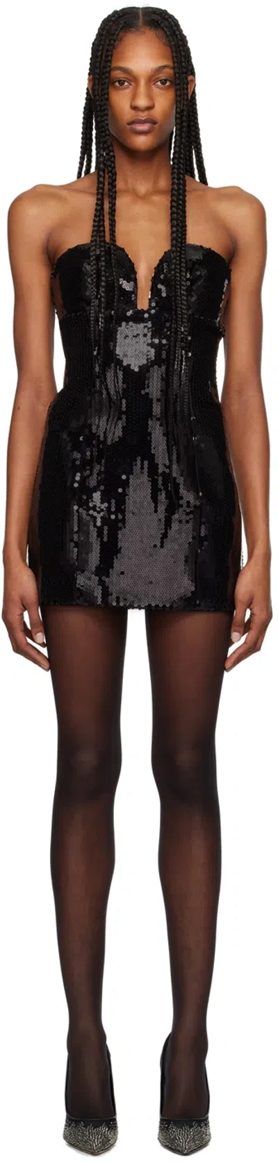Monot Black Sequin Minidress In 0001 Black