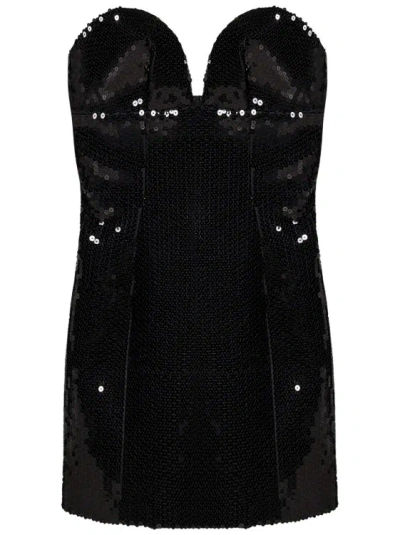 Monot Black Sequins Strapless Minidress