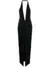 Monot Crepe De Soie Longue Robe In Black