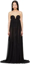 Monot Sweetheart Sheer Chiffon Jumpsuit In 0001 Black