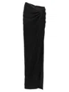 Monot Long Draped High-waisted Midi Skirt In Black
