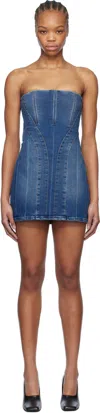 Monot Blue Bustier Denim Minidress In Blue