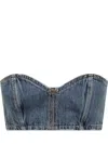 Monot Blue Solid Strapless Top In Blue