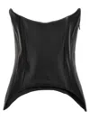 Monot Leather Strapless Fitted Mini Top In Black