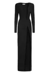 Monot Long Dress With Deep V-neck And Slit In Black