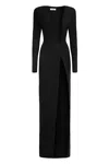 Monot Long Dress With Deep V-neck And Slit In Black