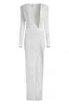Monot Long Dress With Deep Front Slit In White