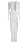 Monot Long Dress With Deep Front Slit In White