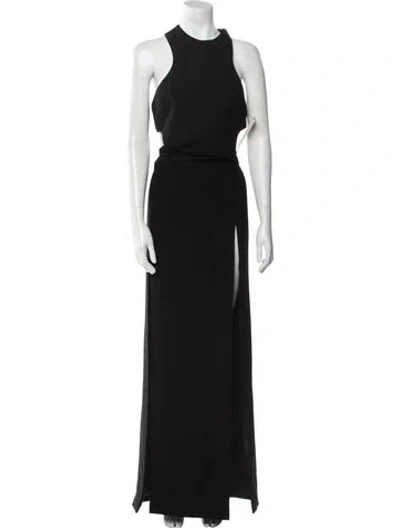 Pre-owned Monot Crew Neck Long Dress In Black