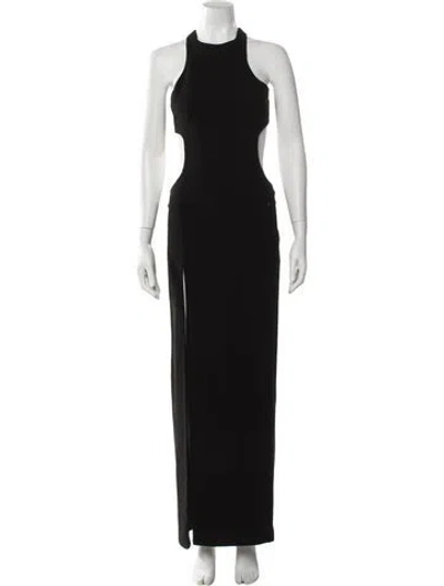 Pre-owned Monot Crew Neck Long Dress In Black