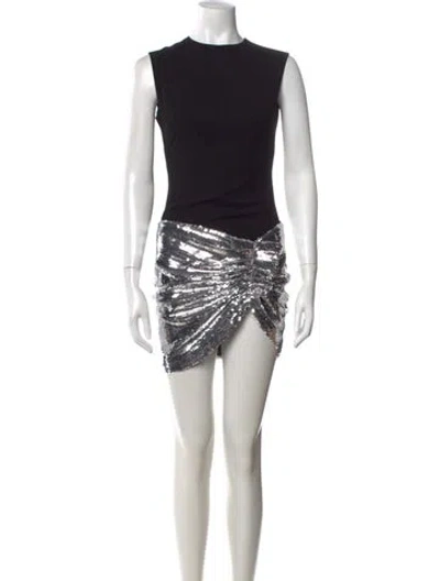 Pre-owned Monot Crew Neck Mini Dress In Black