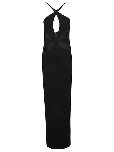 Monot Cut-out Detail Silk Crepe Long Dress