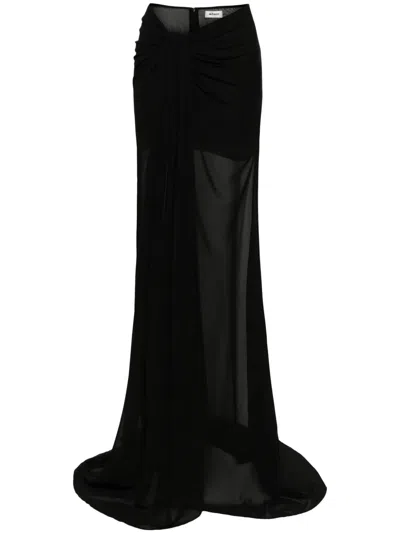 Monot Draped Chiffon Maxi Skirt In Black