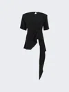 Monot Draped Short Sleeve Tunic In Black