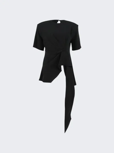 Monot Draped Short Sleeve Tunic In Black