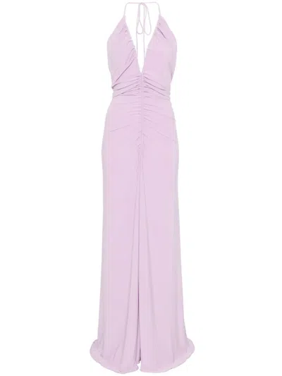 Monot Drapiertes Kleid Mit V-ausschnitt In Violett