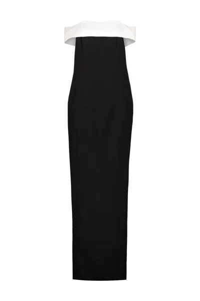 Monot Mônot Midi Dress With Corset Design And Sweetheart Neckline In Black