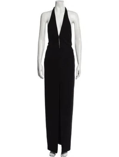 Pre-owned Monot Halterneck Long Dress In Black