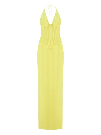 Monot Halterneck Maxi Dress In Green