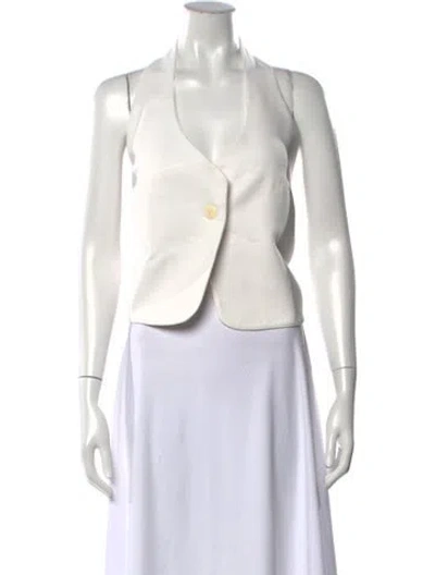 Pre-owned Monot Halterneck Sleeveless Top In White