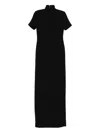 Monot High-neck Short-sleeve Maxi Dress In Black