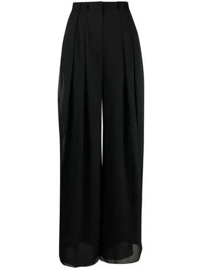 Monot High-waist Wide-leg Trousers In Black