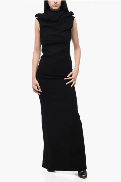 Monot Hooded Bare Back Sheath Dress With Back Split In Black