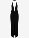Monot Crepe De Soie Longue Robe In Black