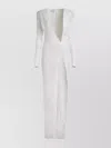 Monot Long Dress With Deep Front Slit In White