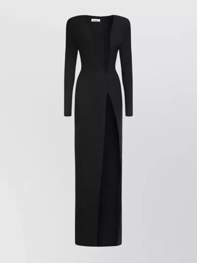 MONOT LONG DRESS WITH DEEP V-NECK AND SLIT
