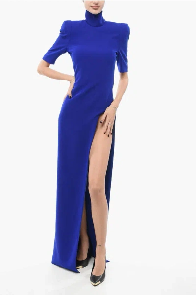 Monot Long Dress With Side Slit And Shoulder Pads