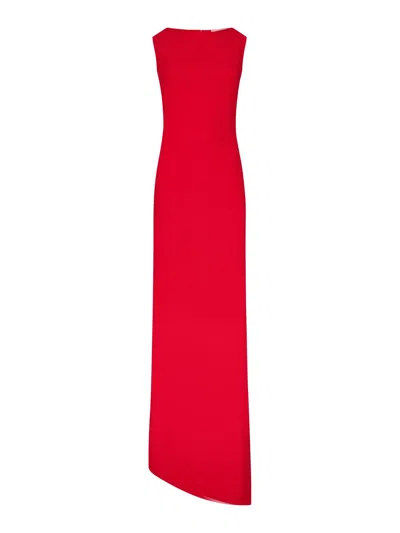 Monot Long Red Crepe Sleeveless Dress